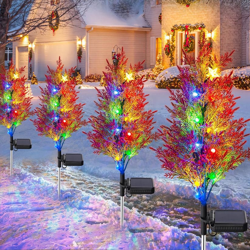 Solar Thuja Tree Lights – 2 Pack Colorful LED Garden Tree Decor