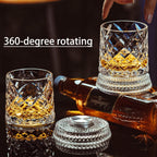 360° Spinning Crystal Whiskey Glass – Luxury Rotating Bourbon & Cocktail Tumbler (280ml)