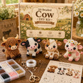 DIY 3D Beaded Cow Friends Embroidery Kit – 4PCS Handmade Craft Set