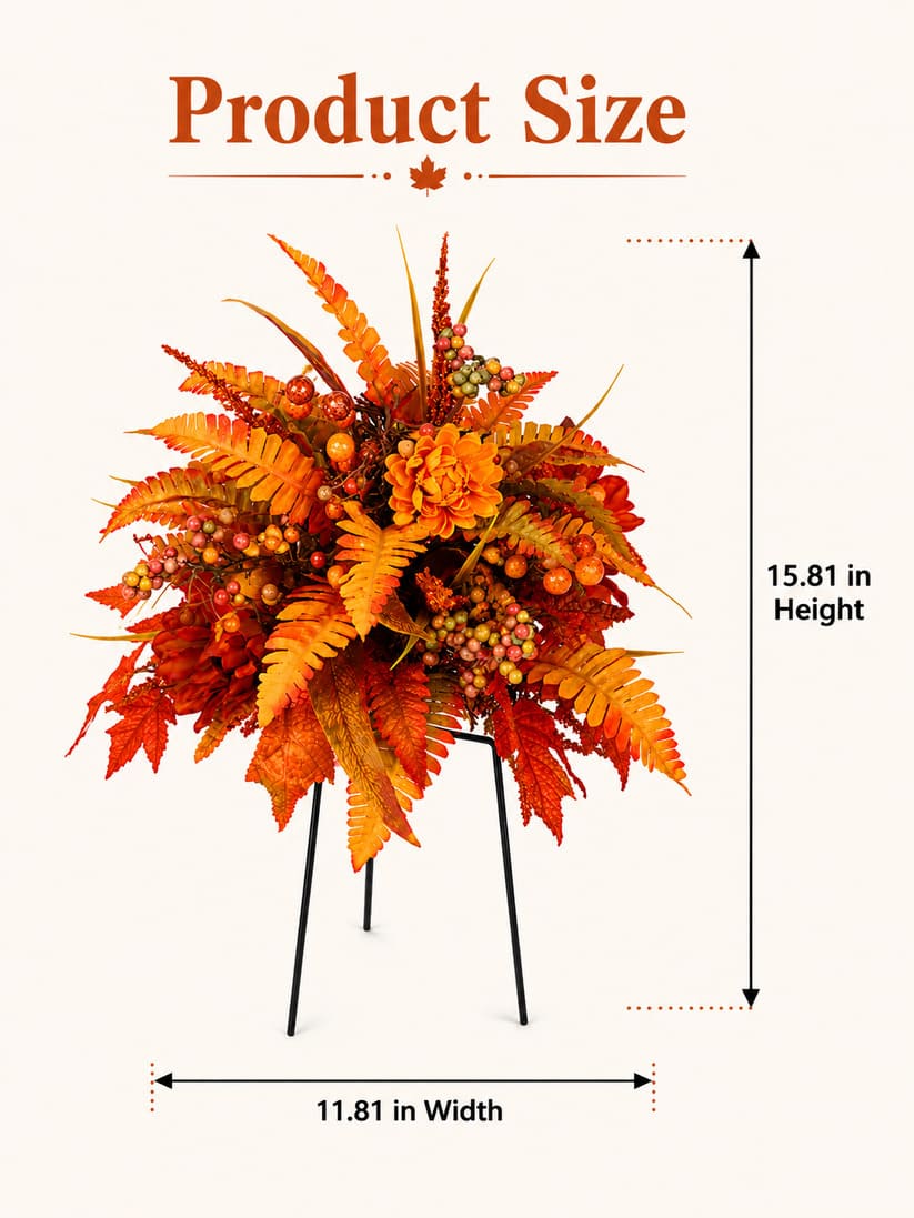 Piquet de jardin floral artificiel d'automne pour porche et jardinières