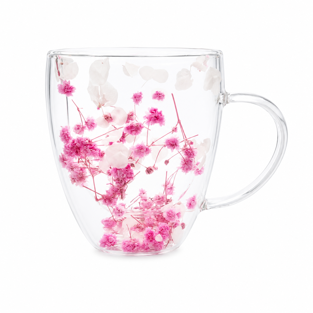 Double-Wall Insulated Floral Glass Mug
