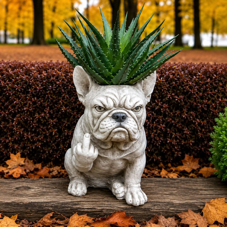 Pot de fleurs Bouledogue Français pour plantes succulentes et petites plantes