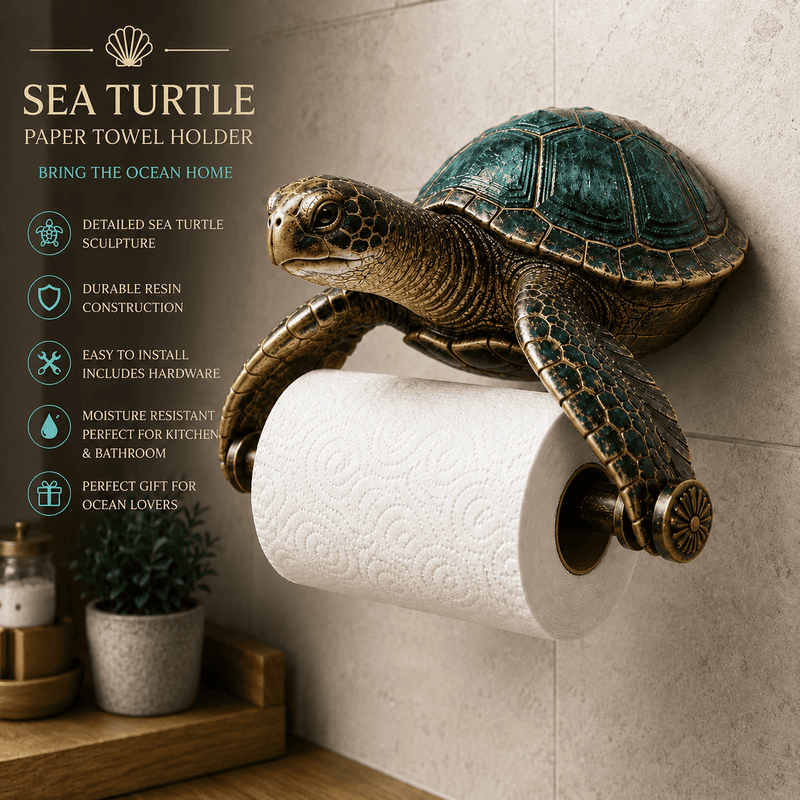 Ocean Guardian Toilet Paper Holder – Resin Sea Turtle, Octopus & Shark Wall Decor