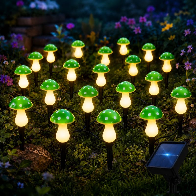 Solar Mushroom Garden Lights – Colorful LED Fairy Pathway Decor
