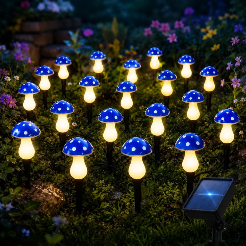 Solar Mushroom Garden Lights – Colorful LED Fairy Pathway Decor