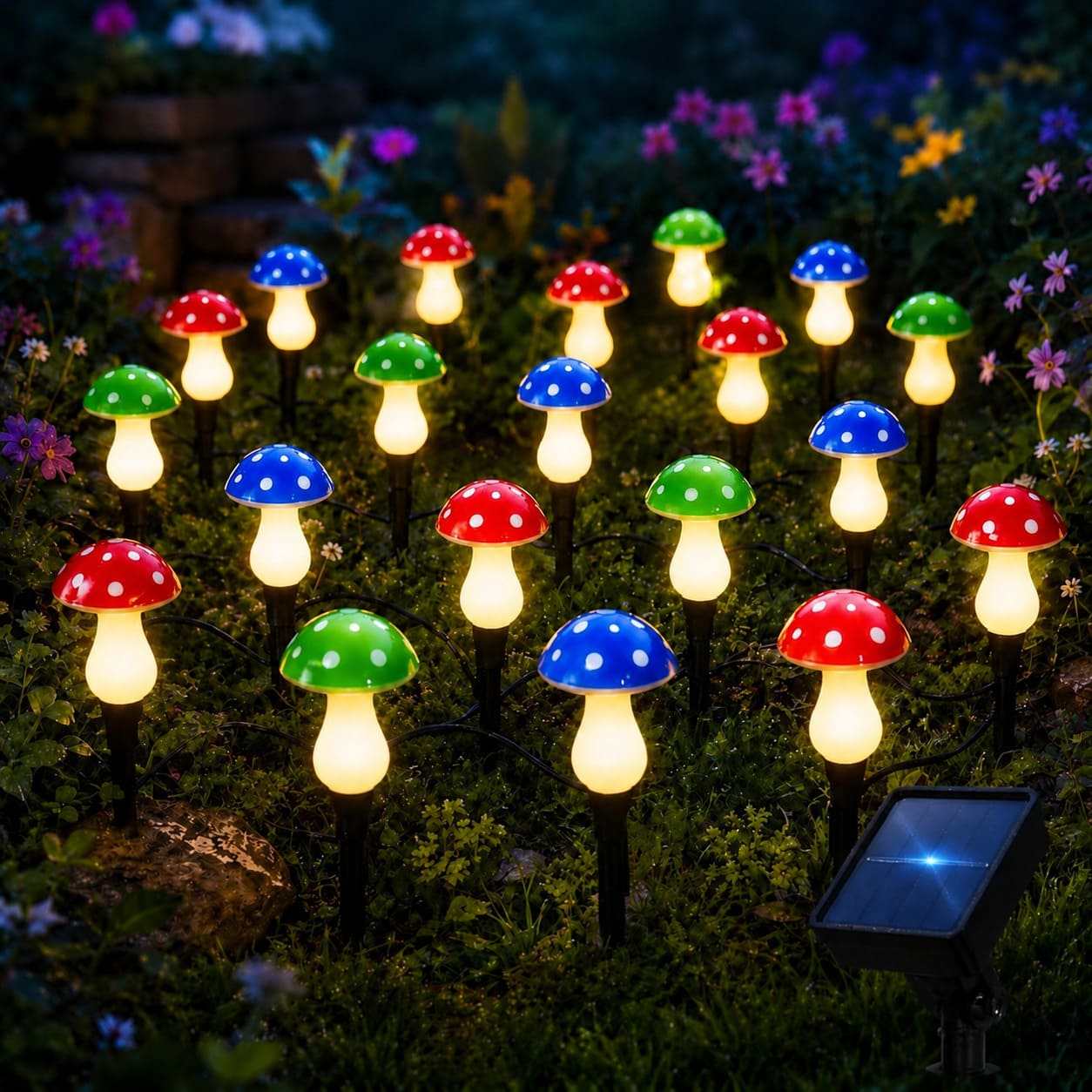 Solar Mushroom Garden Lights – Colorful LED Fairy Pathway Decor
