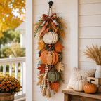 Rustic Wooden Pumpkin Hanging Decor with LED Lights