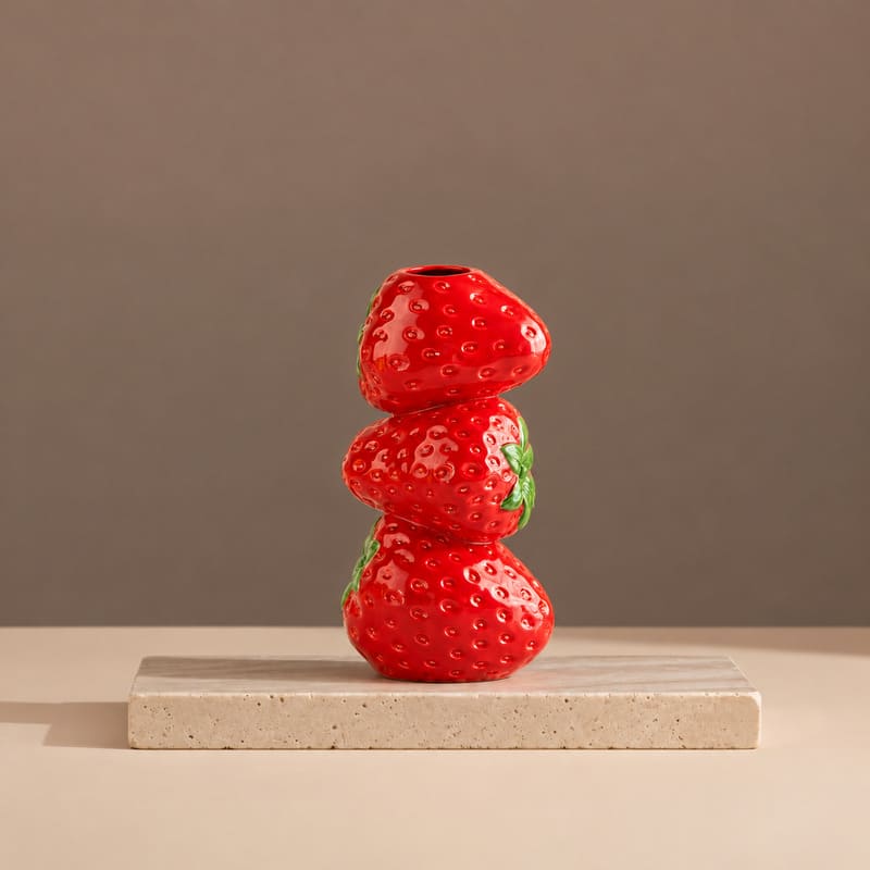 Vase en céramique Fruit Stack – Décoration d'intérieur ludique orange, citron, pastèque et fraise