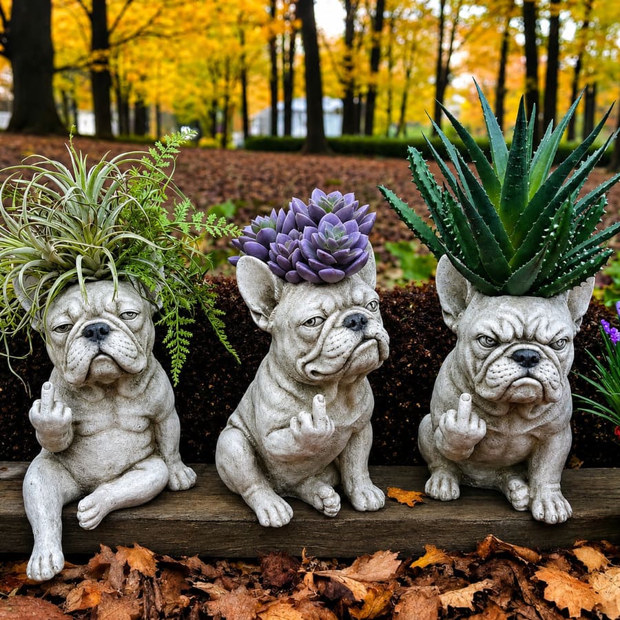 Pot de fleurs Bouledogue Français pour plantes succulentes et petites plantes