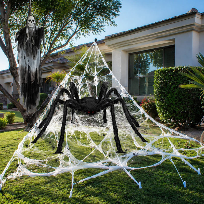 Giant 250 LED Spider Web Lights for Halloween Outdoor Decor
