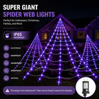 Giant 250 LED Spider Web Lights for Halloween Outdoor Decor
