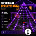 Giant 250 LED Spider Web Lights for Halloween Outdoor Decor