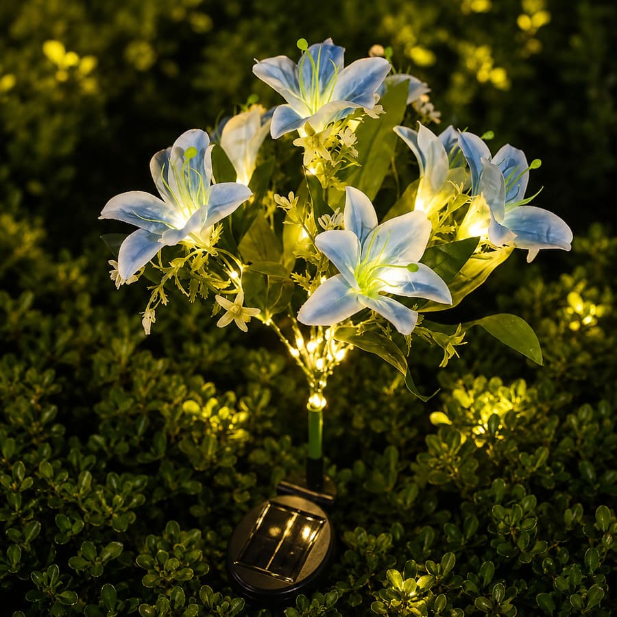 Solar LED Lily Flower Garden Lights, 7-Head Waterproof Outdoor Decor