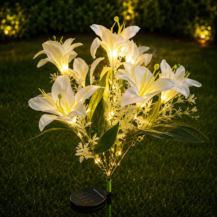 Solar LED Lily Flower Garden Lights, 7-Head Waterproof Outdoor Decor