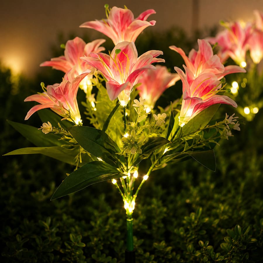 Solar LED Lily Flower Garden Lights, 7-Head Waterproof Outdoor Decor