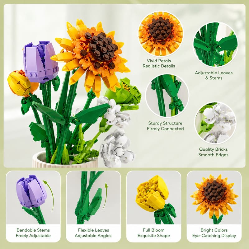 12-Piece DIY Flower Bouquet Building Set