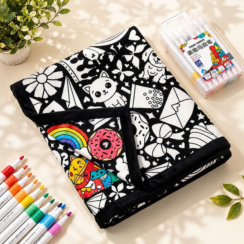 DIY Coloring Blanket, Creative Art & Cozy Home Decor