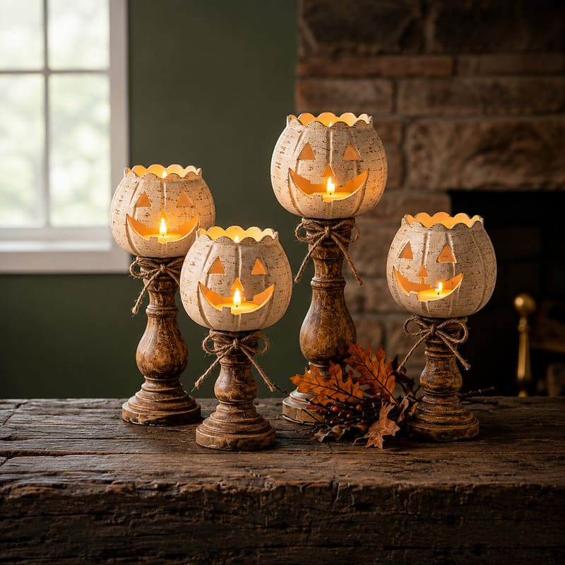 Halloween Pumpkin Candle Holder – Cozy Fall Home Decor