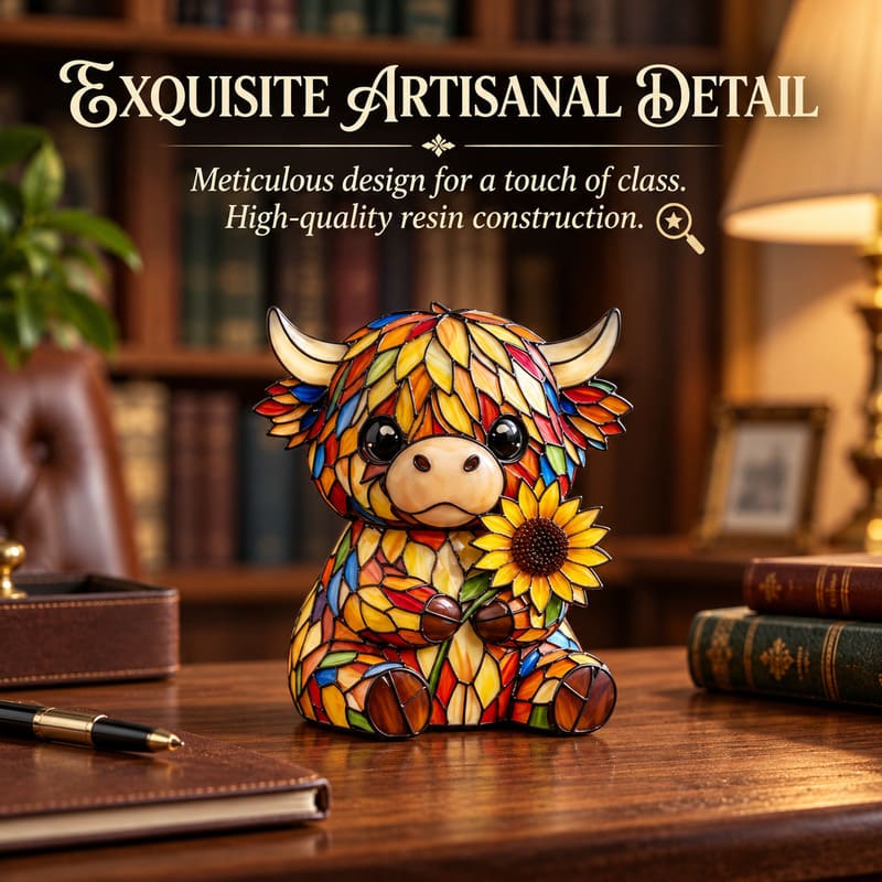 Highland Cow Sunflower LED Night Light With Warm Amber Glow