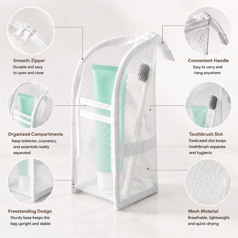 Clear Toiletry Bag With Compartments And Handle