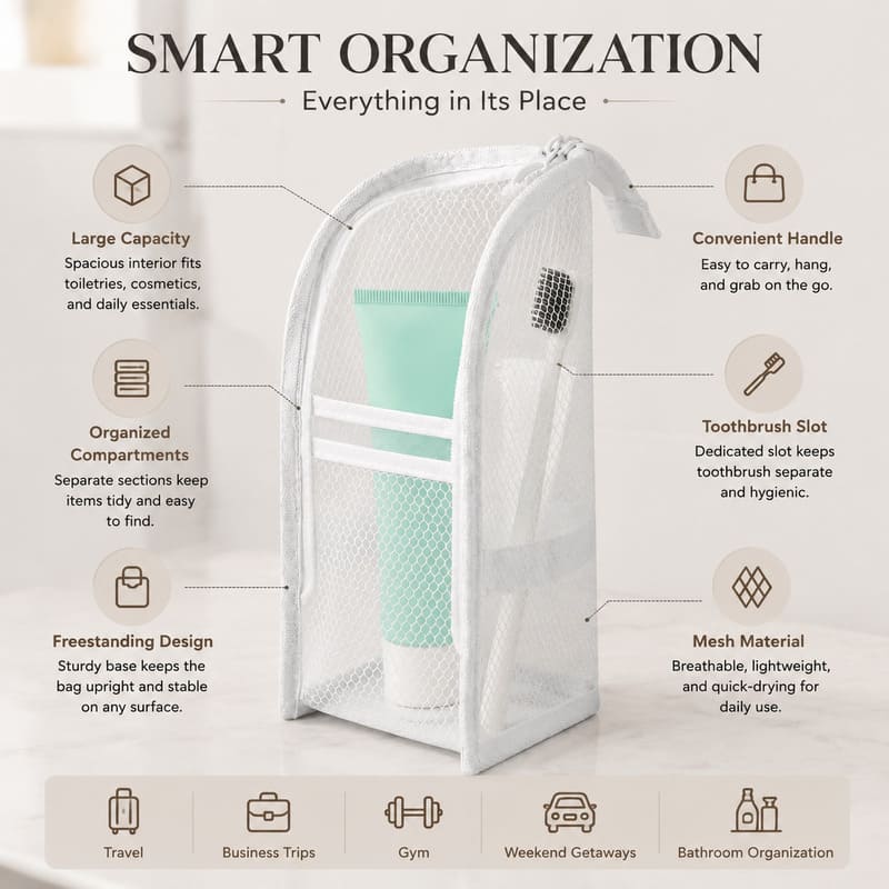 Clear Toiletry Bag With Compartments And Handle