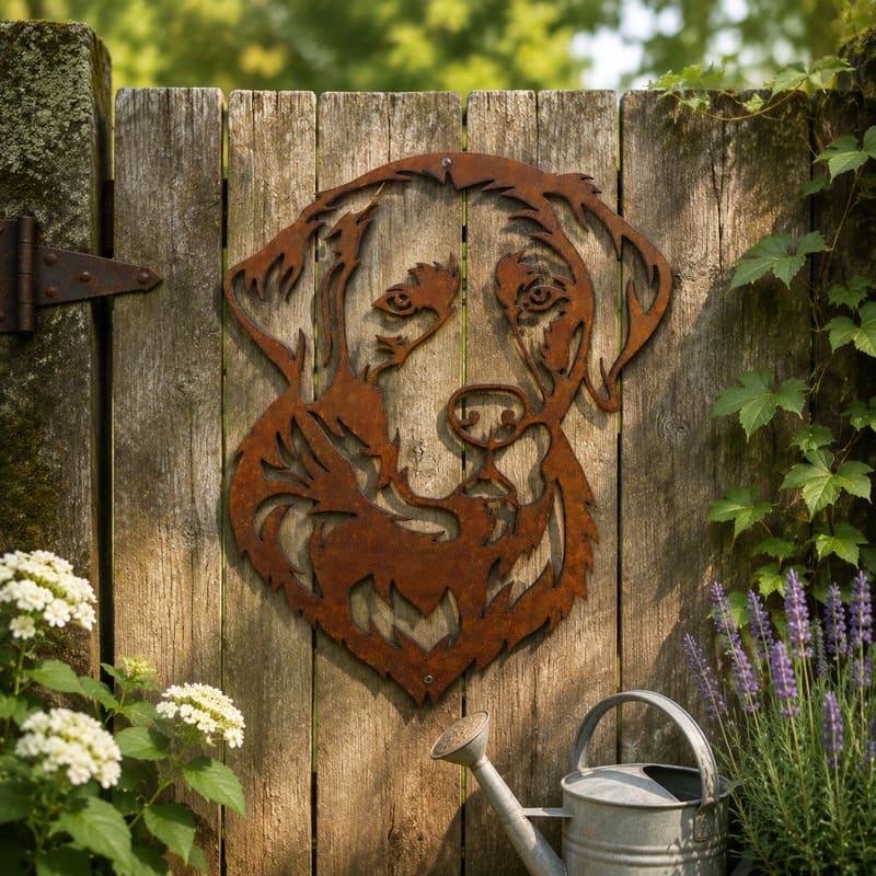 Labrador Dog Rustic Metal Wall Art For Garden Decor