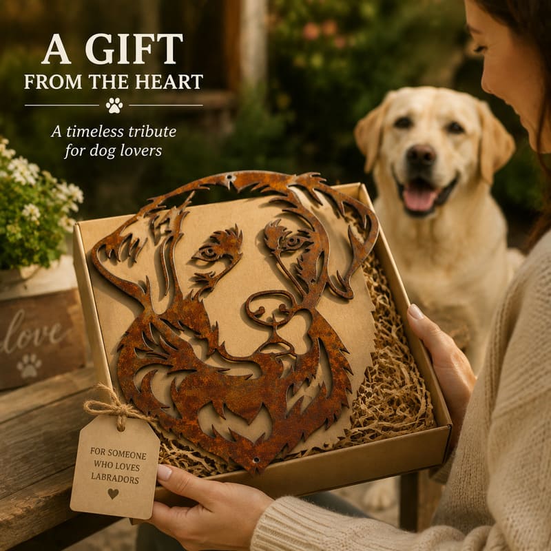 Labrador Dog Rustic Metal Wall Art For Garden Decor