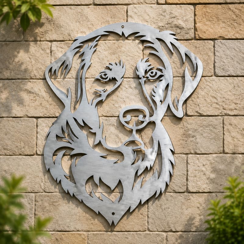 Labrador Dog Rustic Metal Wall Art For Garden Decor