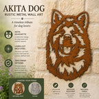 Akita Dog Rustic Metal Wall Art For Garden Decor