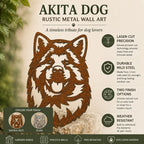 Akita Dog Rustic Metal Wall Art For Garden Decor
