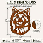 Akita Dog Rustic Metal Wall Art For Garden Decor