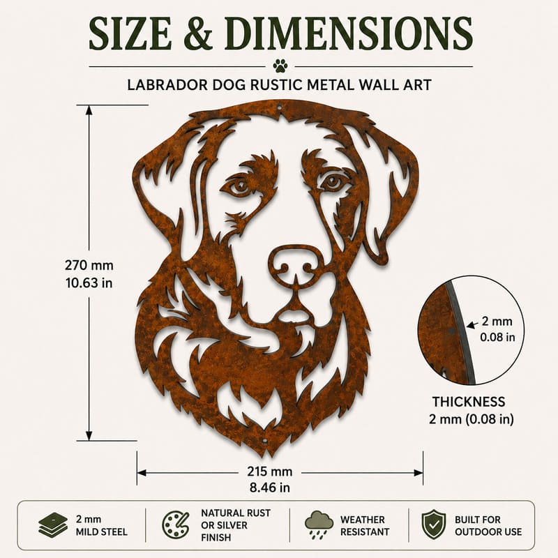Labrador Dog Rustic Metal Wall Art For Garden Decor