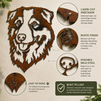 Australian Shepherd Dog Rustic Metal Wall Art For Garden Decor