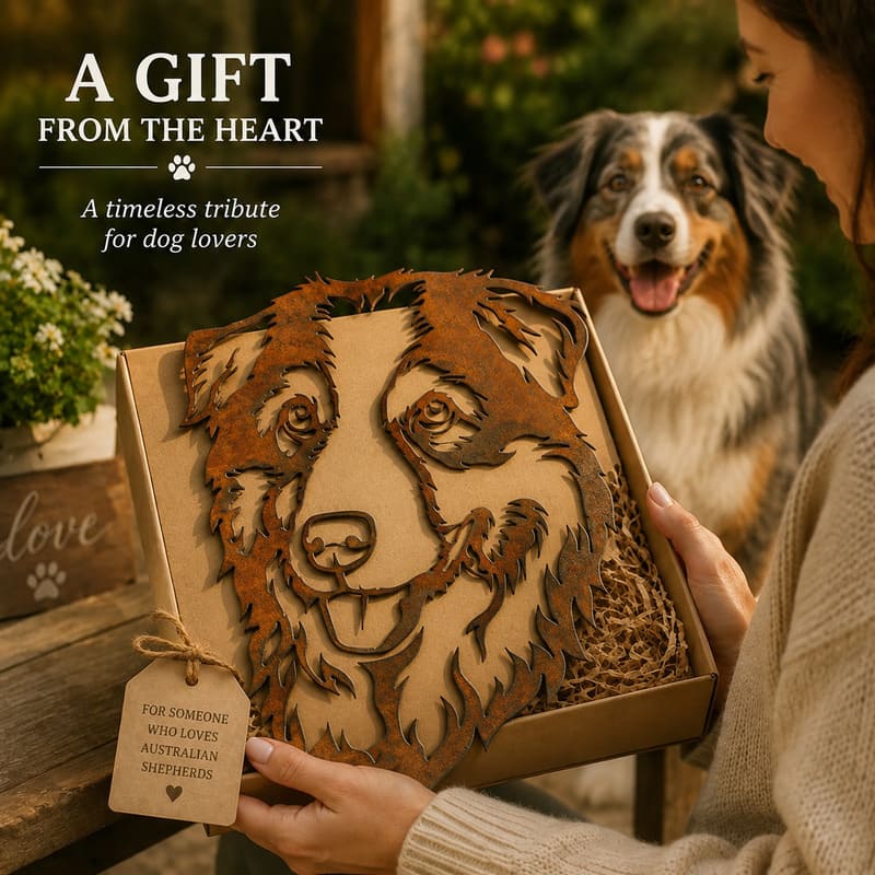 Australian Shepherd Dog Rustic Metal Wall Art For Garden Decor