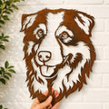 Australian Shepherd Dog Rustic Metal Wall Art For Garden Decor