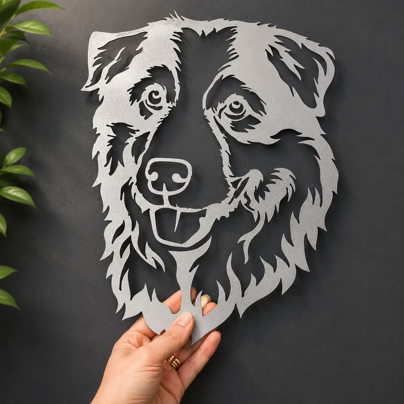 Australian Shepherd Dog Rustic Metal Wall Art For Garden Decor