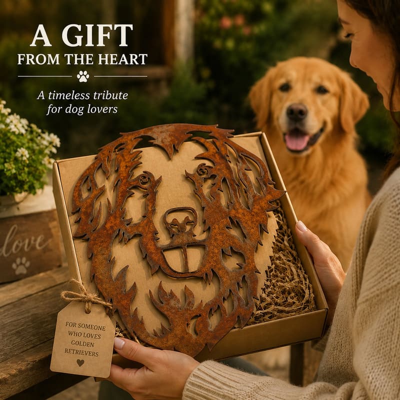 Golden Retriever Dog Rustic Metal Wall Art For Garden Decor
