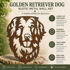 Golden Retriever Dog Rustic Metal Wall Art For Garden Decor