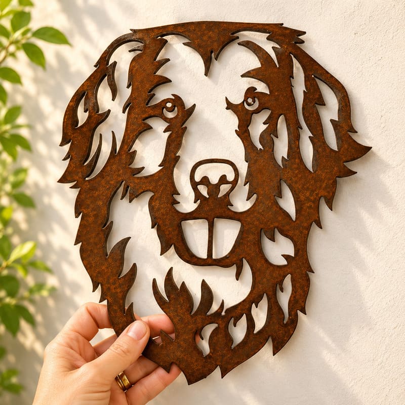 Golden Retriever Dog Rustic Metal Wall Art For Garden Decor