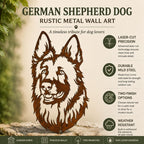 German Shepherd Dog Rustic Metal Wall Art For Garden Decor