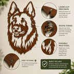 German Shepherd Dog Rustic Metal Wall Art For Garden Decor