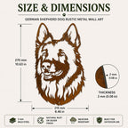 German Shepherd Dog Rustic Metal Wall Art For Garden Decor