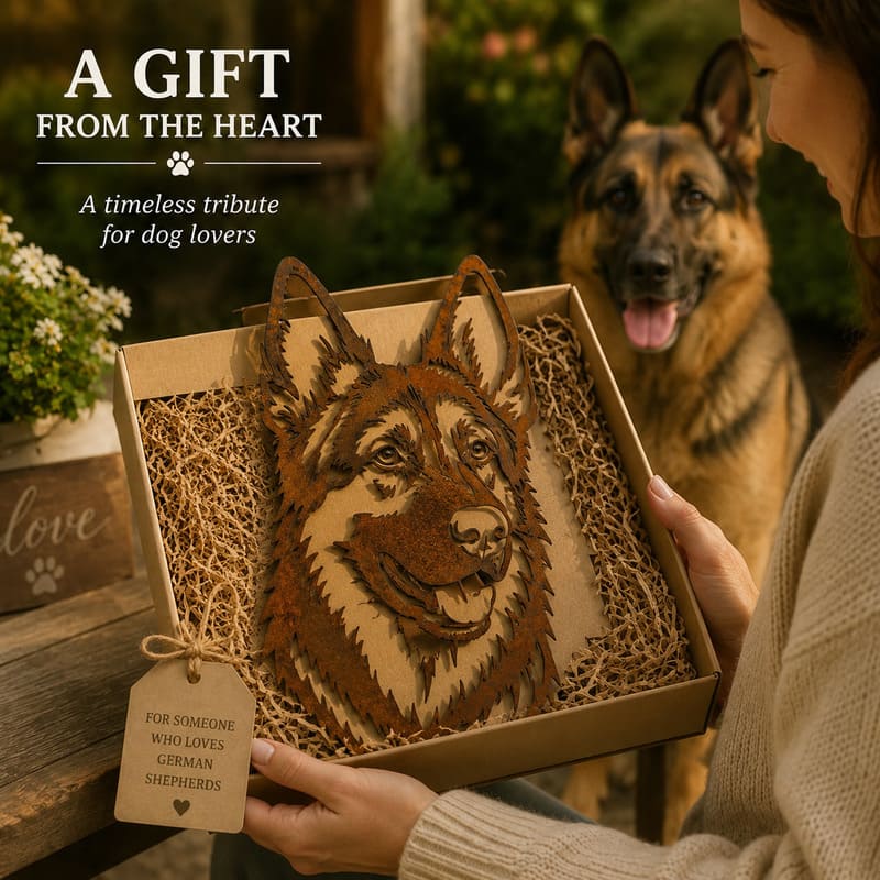 German Shepherd Dog Rustic Metal Wall Art For Garden Decor