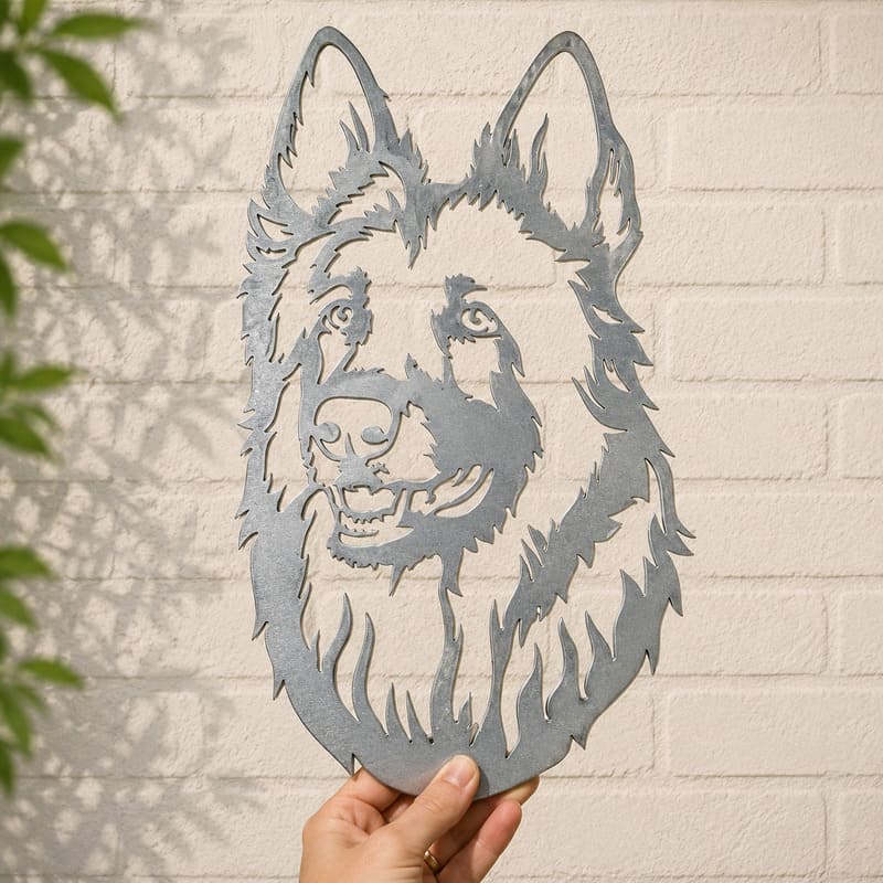 German Shepherd Dog Rustic Metal Wall Art For Garden Decor