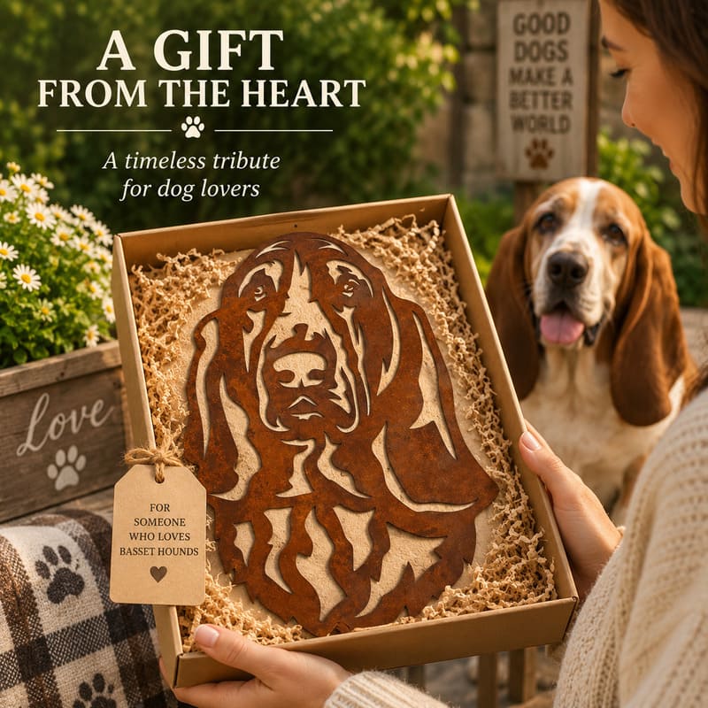 Basset Hound Dog Rustic Metal Wall Art For Garden Decor