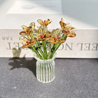 Mini Glass Flower Ornament Crafts Artificial Flower Floral Figurine