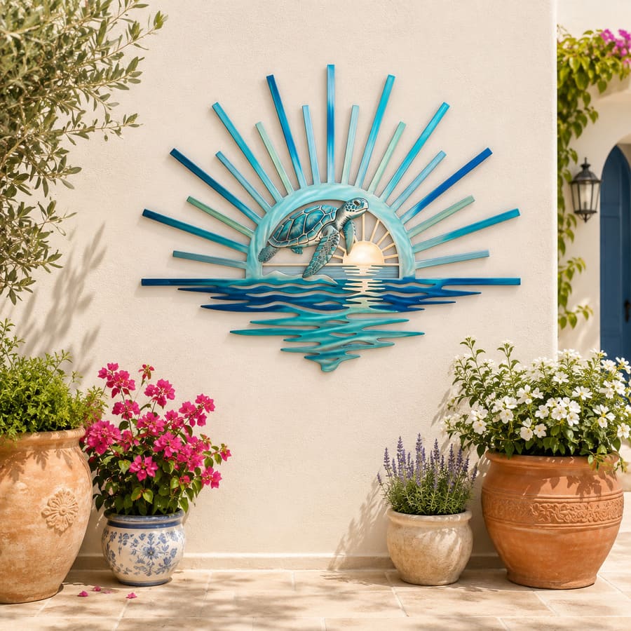 Décoration Murale Métallique Vintage Côtière pour Intérieur et Extérieur
