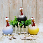 Cute Dangling Legs Chicken Statue Patio Balcony Ornament