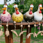 Cute Dangling Legs Chicken Statue Patio Balcony Ornament