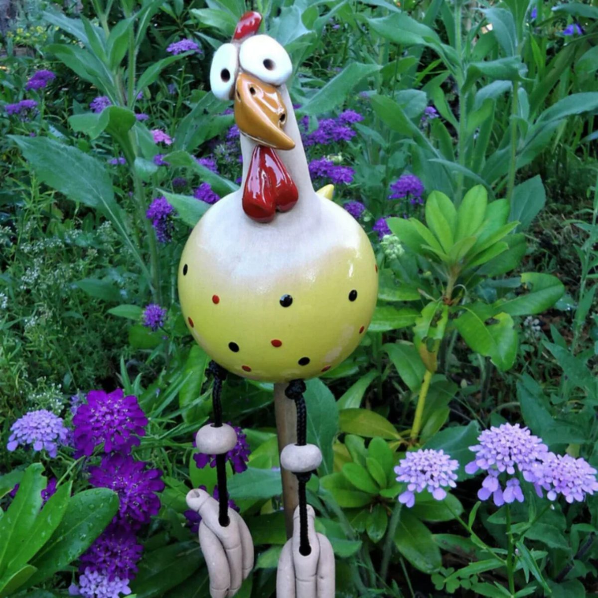 Cute Dangling Legs Chicken Statue Patio Balcony Ornament